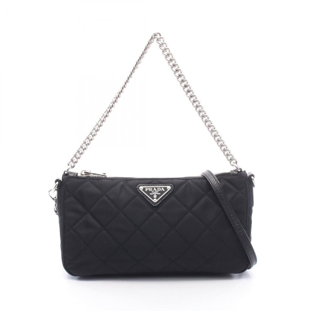 Prada quilted shoulder bag black